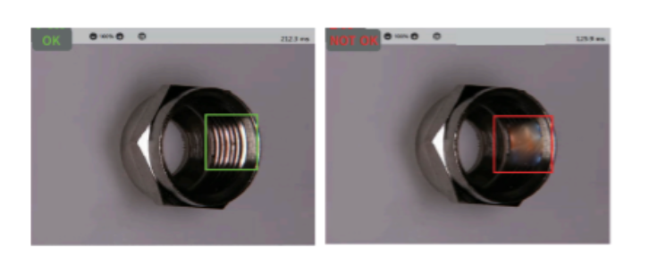 Feature presence / absence detection on a nut